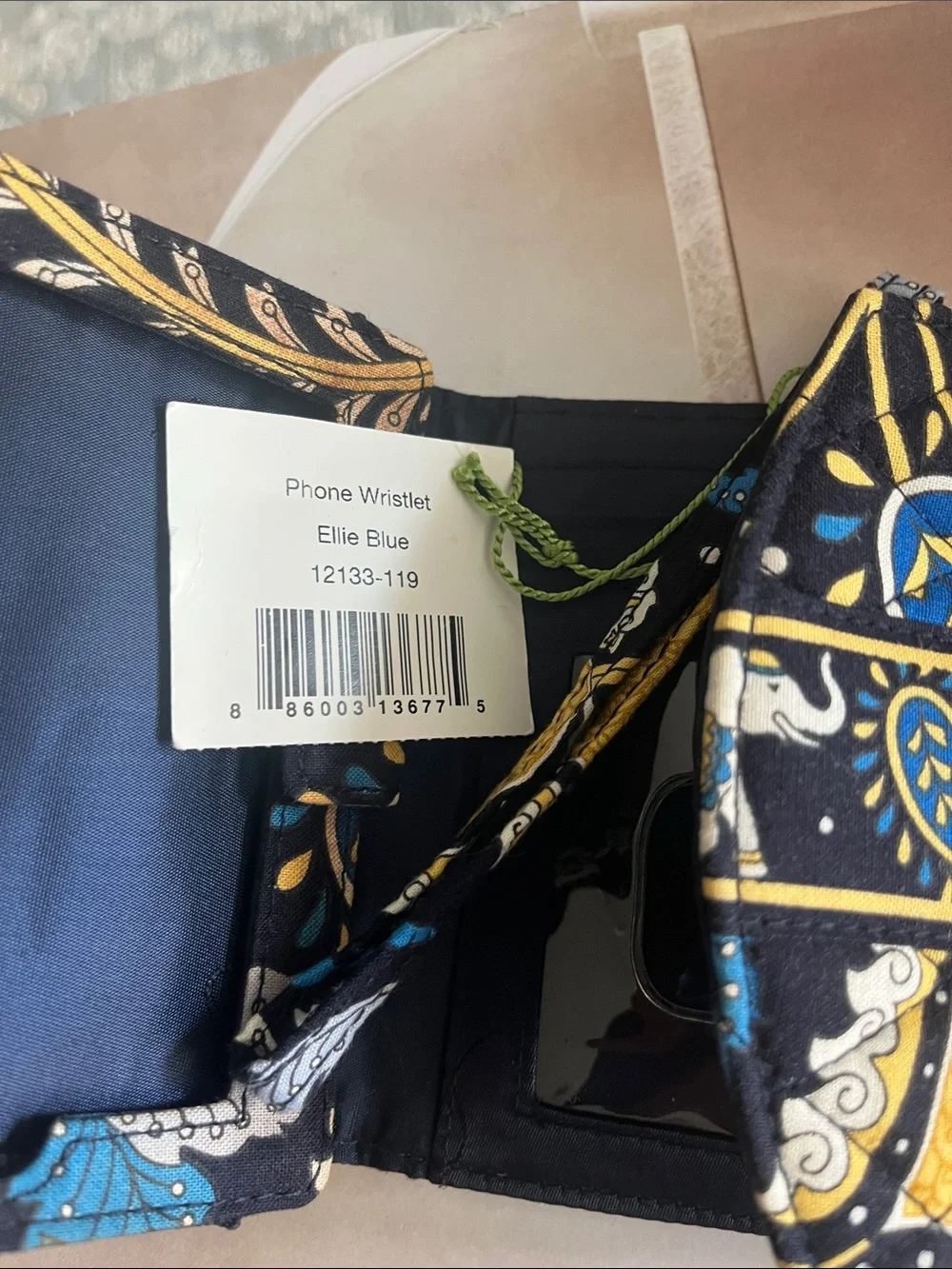 Vera Bradley Black, Yellow & Blue Quilted Paisley Wristlet
